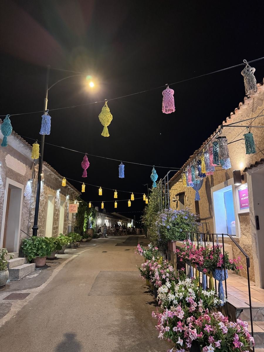 The village of San Pantaleo at night