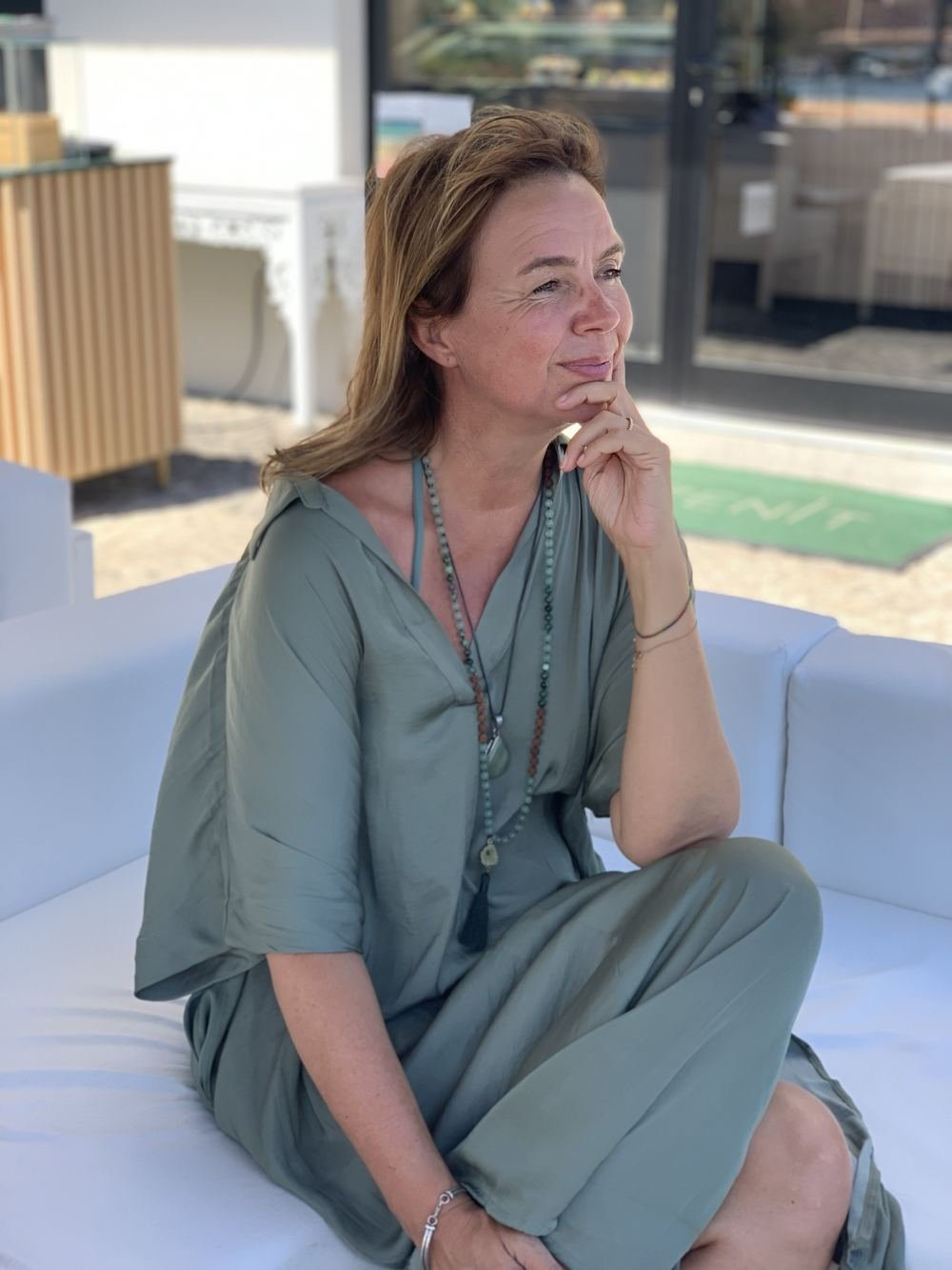 Elke Bayer listening thoughtfully